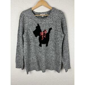 Croft &‎ Barrow Scottie Dog Sweater Gray Womens Large Preppy Granny Grandmacore